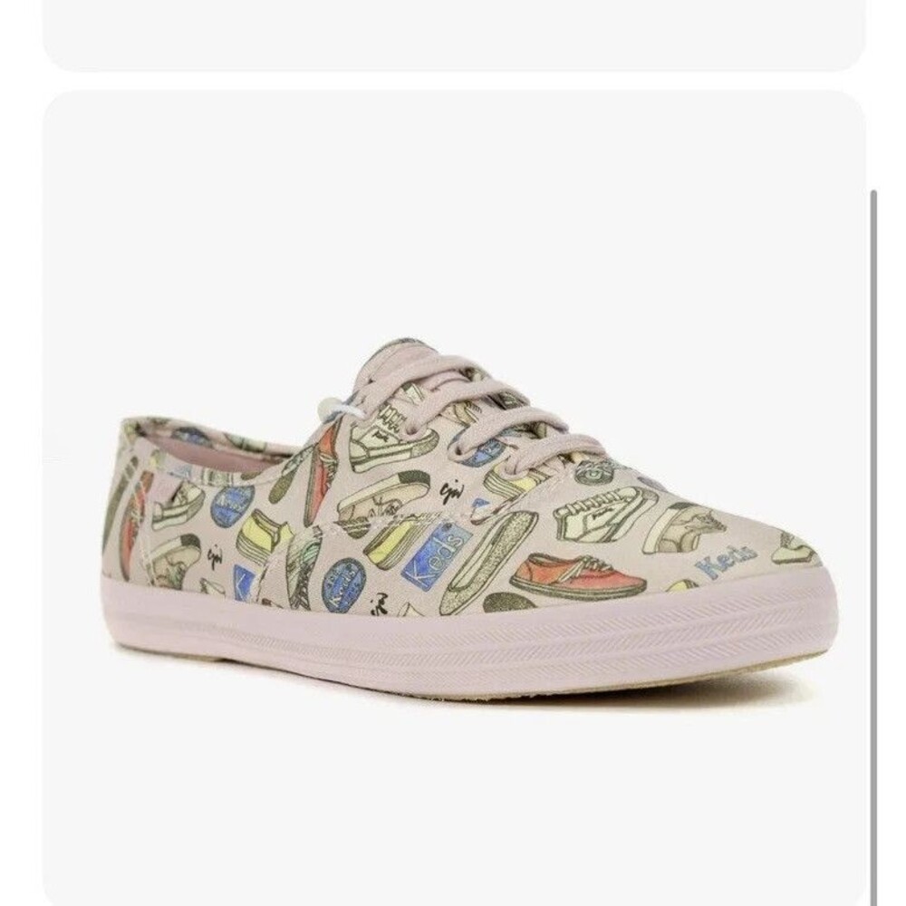 Keds X CJW Collab, blush Shoe Print Champion Sneakers. Size 7.5 NEW